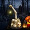 Skeleton Halloween Decorations, Halloween Skull Outdoor Decor with Solar Lantern, Scary Garden Statue for Yard Lawn Indoor Party Decoration